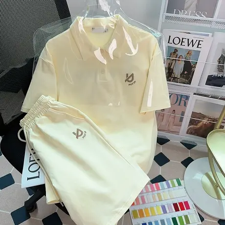 运动休闲polo衫套装女夏季2023新款宽松学生潮短袖短裤两件套大码图片