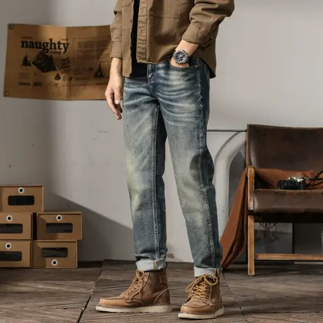 Modi Nick/摩帝尼克品质男装宽松直筒男裤休闲男士牛仔裤百搭潮牌商品大图