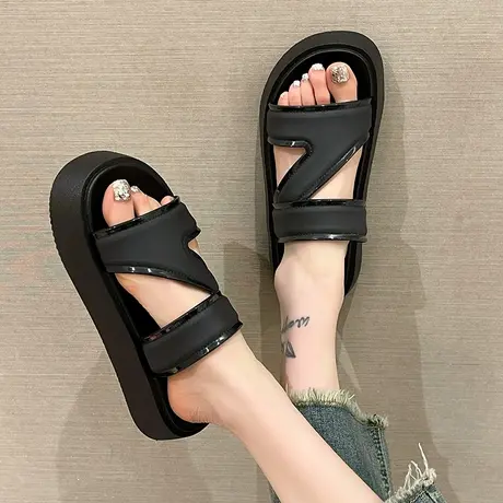 凉拖鞋女款夏季外穿ins潮高级感时尚百搭厚底增高沙滩防滑一字拖商品大图
