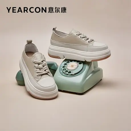 意尔康女鞋春秋季女士低帮厚底单鞋休闲时尚潮流百搭英伦风商品大图
