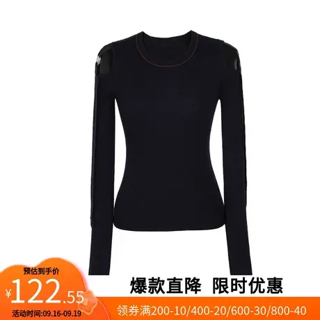 【艾格】2023春季新款女装时尚露肩修身甜美可爱风显瘦针织衫商品大图