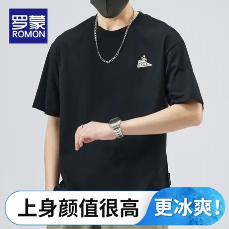 罗蒙美式潮牌圆领短袖t恤男夏季新款印花宽松潮流ins男士上衣男装图片