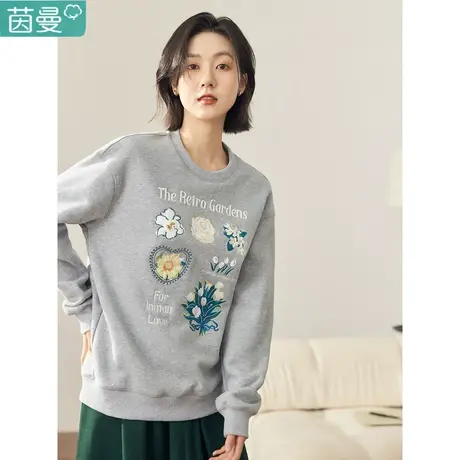 茵曼旗舰店套头卫衣女新款2023爆款时尚洋气春冬季小个子短款圆领图片