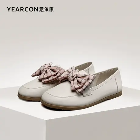 意尔康官方旗舰店女鞋乐福鞋百搭蝴蝶结一脚蹬小皮鞋outlets商品大图