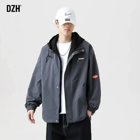 男士休闲户外连帽夹克外套男潮牌ins爆款假两件上衣宽松2023秋款商品大图