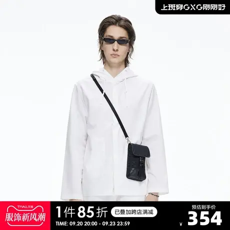 YATLAS亚锐男装夏季商场同款纯色连帽短袖夹克外套商品大图