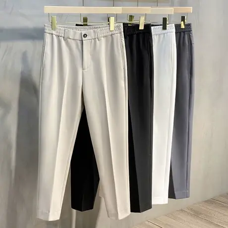 轻奢品质男士春秋季九分裤 舒适弹力休闲裤男韩版商务西装小西裤图片