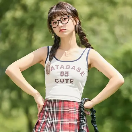 唐狮吊带背心女夏季新款内搭针织美式上衣白色外穿无袖美背图片