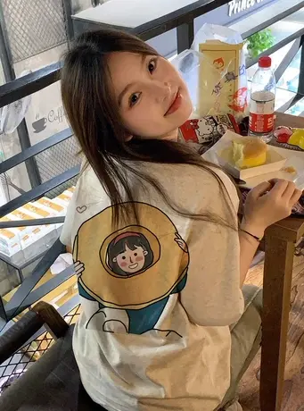 夏季纯棉T恤oversize大码韩系休闲女装上衣ins潮牌小个子正肩短袖商品大图