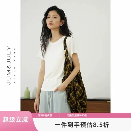 嘉茱莉2025夏季新款莫代尔短袖T恤女圆领凉感上衣短款内搭打底衫图片