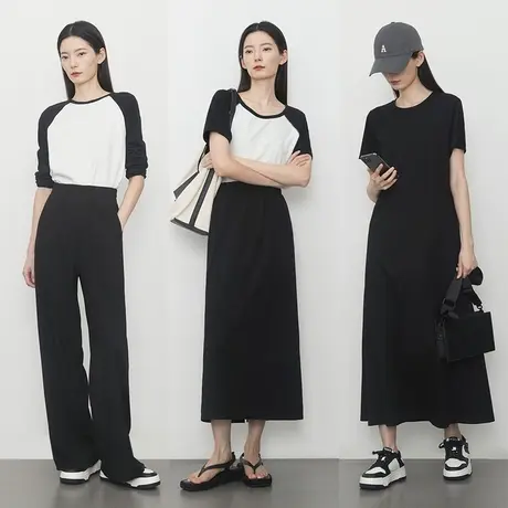 欧小仓 天枢小黑系列 显高超模裤+博主半身裙+出街连衣裙图片