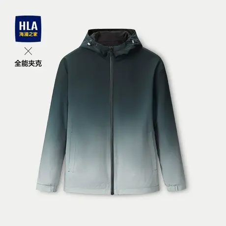 HLA/海澜之家双面穿连帽夹克2023秋季新款渐变花纹挺括防风外套男图片