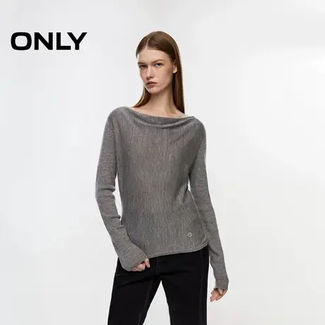 【ONLY奥莱清仓】秋季时尚优雅弹力修身荡领长袖针织衫女图片