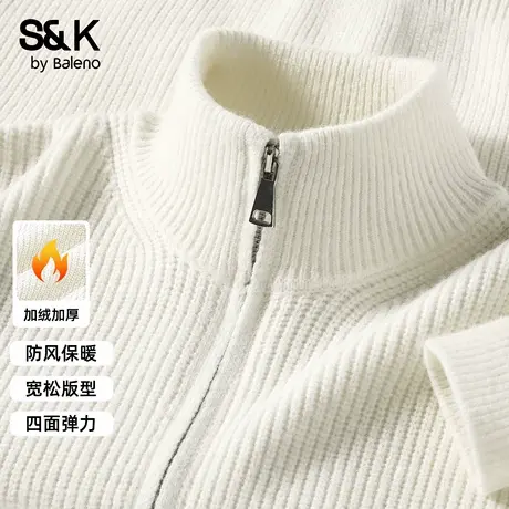 班尼路S&K系列慵懒风针织衫冬季日系时尚双拉链开衫外套加绒长袖商品大图