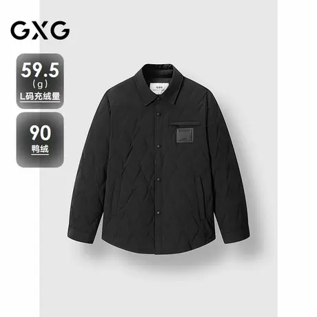 GXG男装 菱形格绗缝衬衫式轻薄羽绒外套通勤保暖 24冬季品商品大图