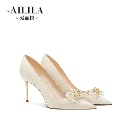 爱丽拉新娘婚鞋女2023新款禾秀婚纱两穿香槟色高跟鞋不累脚高级感图片