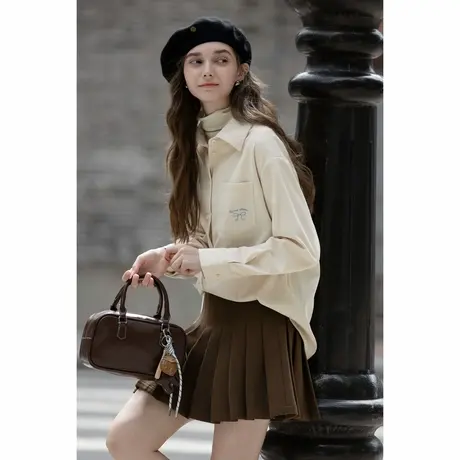 唐狮秋季长袖衬衫蝴蝶结元素松弛感女甜美小标设计长袖衬衫TMTA商品大图