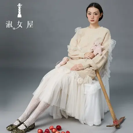 淑女屋官方旗舰店沙漠公主布偶小熊中长款爆款毛衣女秋冬女慵懒风图片