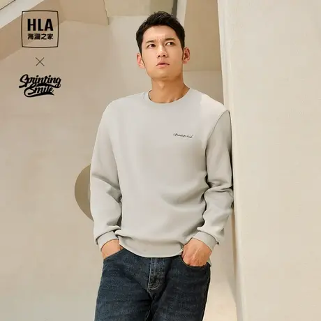 HLA/海澜之家SPRINTING SMILE系列卫衣23秋冬新款加绒刺绣长袖男商品大图