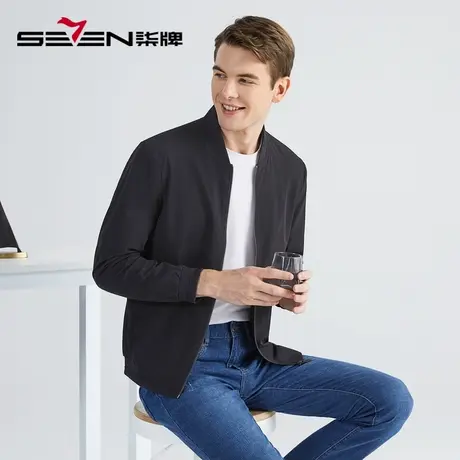 柒牌夹克男2022秋冬季黑色棒球领印花防风外套时尚休闲男装茄克衫商品大图