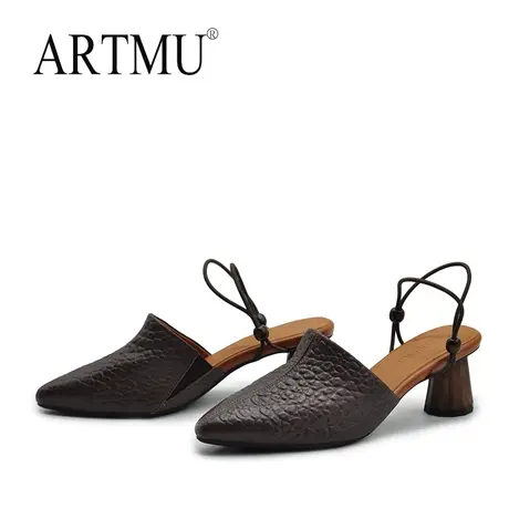 Artmu阿木原创复古包头半凉鞋女新款两穿跟高凉拖鞋外穿粗跟女鞋商品大图