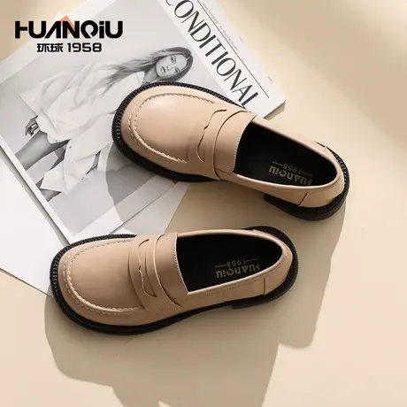 环球复古英伦风小皮鞋女秋冬爆火百搭玛丽珍休闲一脚蹬乐福鞋女潮商品大图