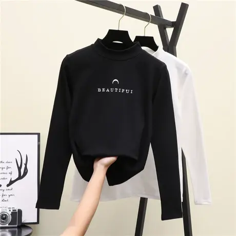 2023年春秋冬季新款半高领内搭洋气百搭长袖t恤上衣服打底衫女装商品大图