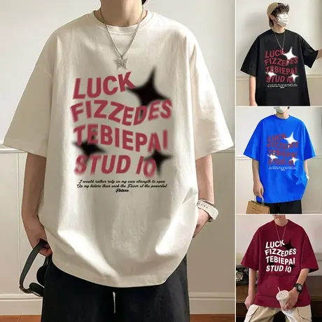 短袖t恤男夏季潮牌2024新款情侣装学生休闲半袖体恤纯棉宽松上衣商品大图