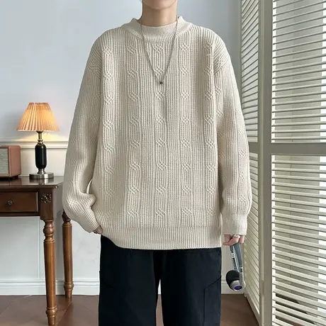 高级感灰色毛衣男潮牌宽松百搭针织衫男帅气休闲内搭毛衫线衣外套商品大图