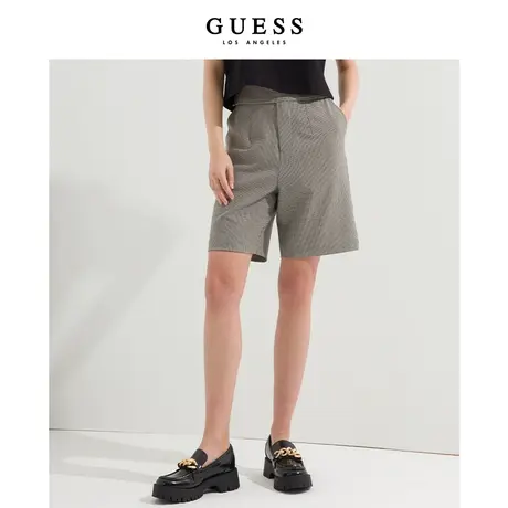 【38上新季】GUESS 女士休闲百搭宽松直筒小格子学院风短裤商品大图