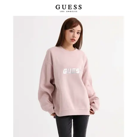 GUESS冬季女士刺绣logo圆领毛圈内里休闲卫衣-Q3PP22K2Q40商品大图