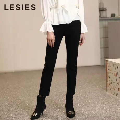 蓝色倾情裤子 春秋女装线下专柜 三粒扣包臀铅笔小脚裤牛仔裤商品大图