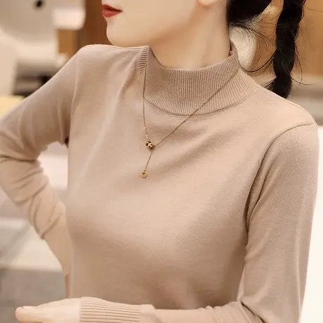 毛衣2023年新款女秋装内搭修身针织衫长袖百搭半高领打底衫女秋冬商品大图