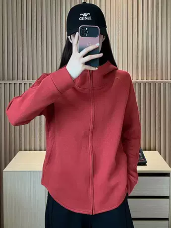 欧洲站2023秋季新款气质显瘦连帽卫衣外套女时尚百搭纯色ins上衣商品大图