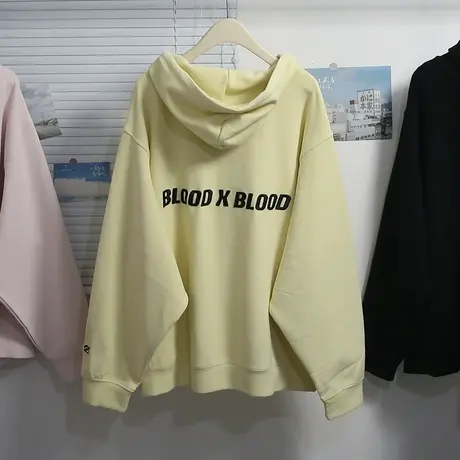 2023春秋薄款美式宽松慵懒连帽开衫卫衣女后背刺绣字母休闲外套潮商品大图