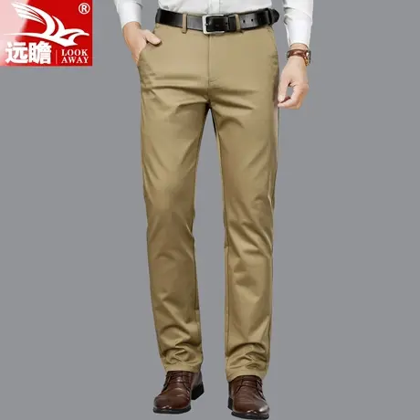 卡其色休闲裤男春秋季2023新款宽松直筒长裤中年裤子男士商务西裤图片
