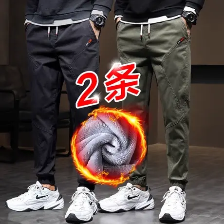青少年工装男裤子男士休闲裤春季束脚春秋款2024新款冬季加绒加厚商品大图