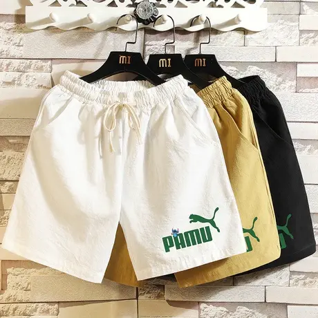 亚麻短裤男士潮牌大码胖子休闲五分裤夏季薄款沙滩大裤衩棉麻裤子商品大图