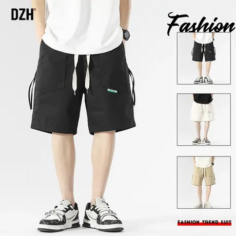 男士纯棉工装短裤男潮流百搭2023新款夏季黑色五分裤宽松休闲中裤商品大图