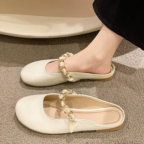 2023年春夏季新款晚晚风平底无后跟懒人网红仙女包头半拖鞋女外穿商品大图