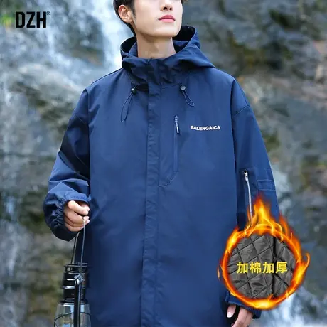 男士冲锋衣男棉衣外套夹克男款2023冬季新连帽户外工装登山服冬装商品大图