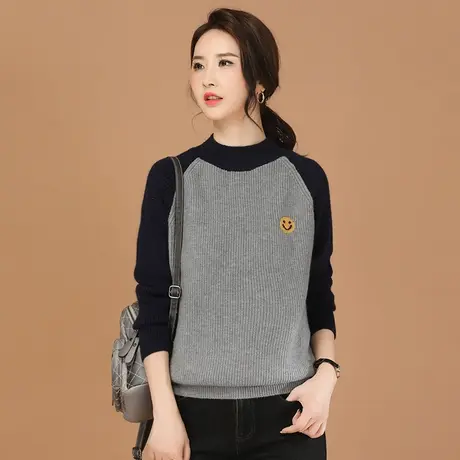韩潮袭人半高领插肩袖套头毛衣女2023冬季新款打底针织衫内搭厚图片
