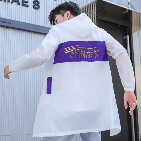 2019夏季薄款防晒服男潮流上衣夏装中长款夹克韩版外套休闲防晒衣图片