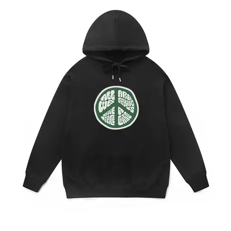 黑色休闲连帽卫衣hiphop街头风爱好和平冬季遮屁股全棉长袖外套男图片