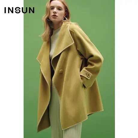 【昕怡粉丝专享】恩裳COVER冬季纯羊毛两穿领毛呢外套女商品大图