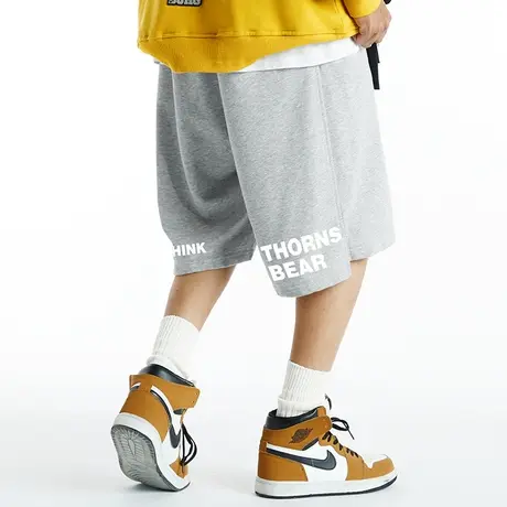 Nuthink国潮卡通小熊运动短裤男潮ins街头潮流小众夏季宽松五分裤商品大图