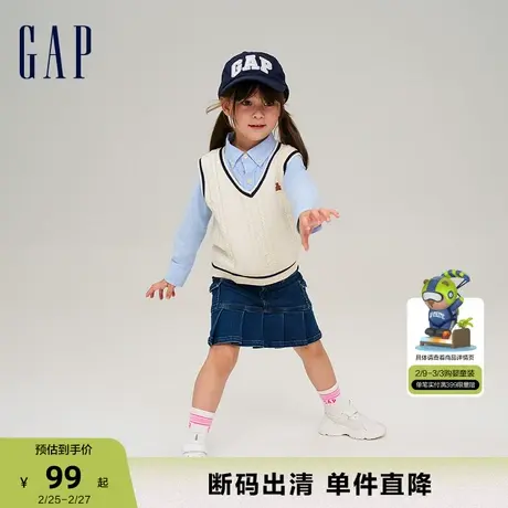 【断码优惠】Gap婴儿男女幼童春秋款纯棉学院风针织衫背心毛衣商品大图