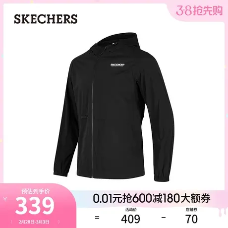 Skechers斯凯奇2024年春新款女男情侣同款梭织连帽外套凉感防晒服商品大图