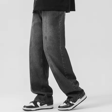 Nuthink美式街头复古做旧牛仔裤男潮牌直筒长裤宽松裤子男款春季商品大图