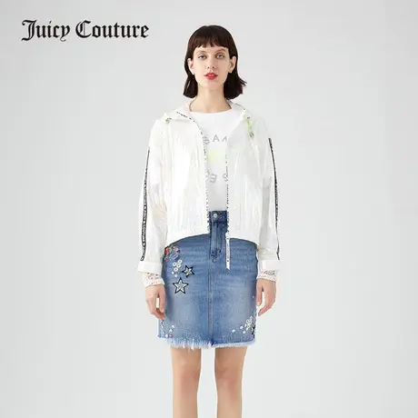 Juicy Couture橘滋春季新款亮面连帽织带拼接休闲上衣短外套女商品大图